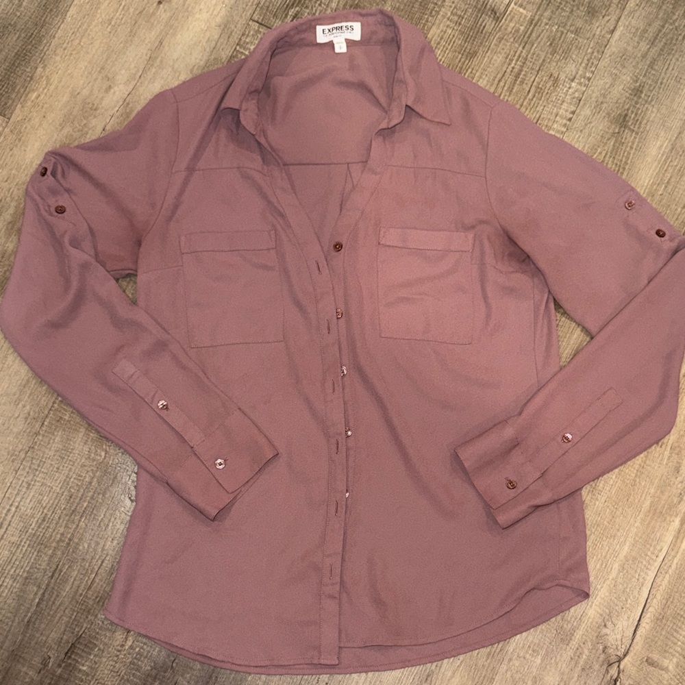 Express Dusty Rose/Purple Portofino Slim Fit Shirt